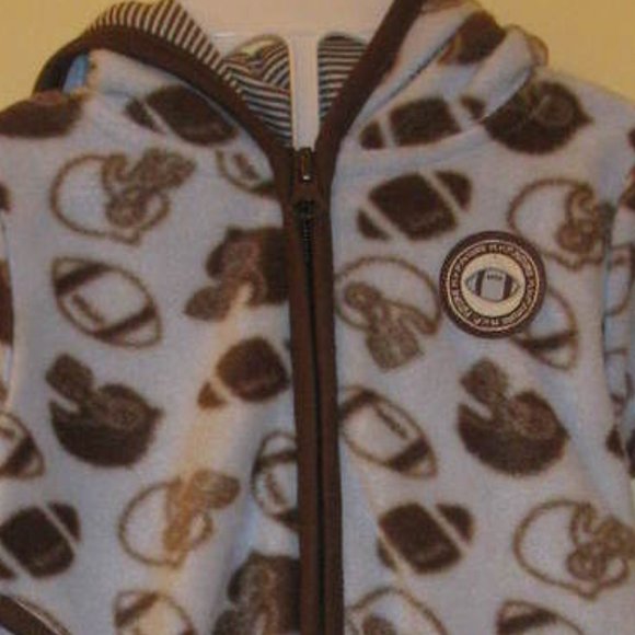 Hoodie Suit Two Piece Blue and Brown Boy or Girl Unisex 3 - 6 Months - Picture 3 of 4